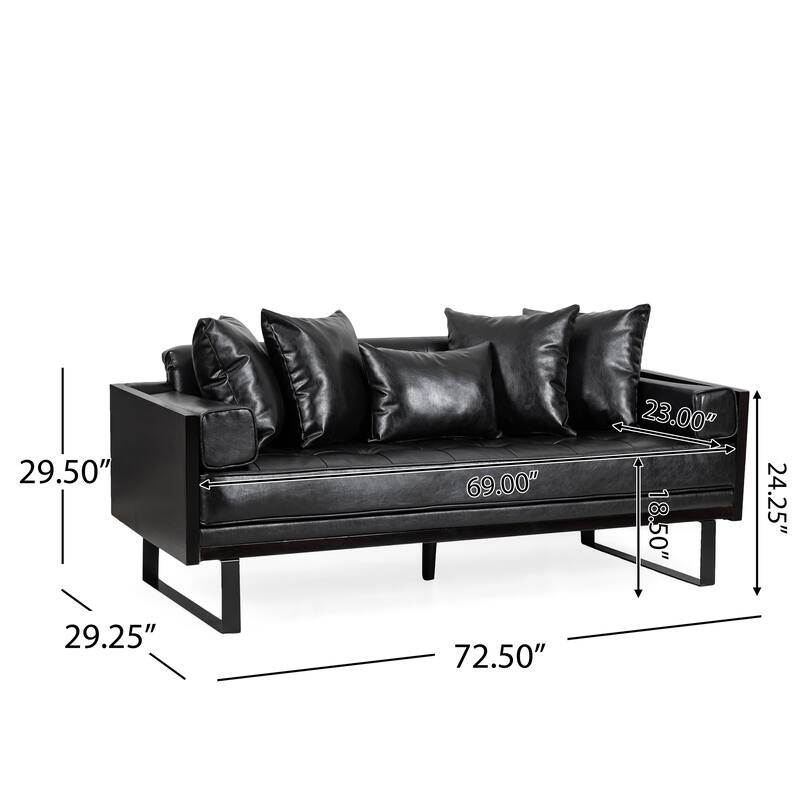 Contemporary Oversize PU Upholstered Loveseat with Pillows