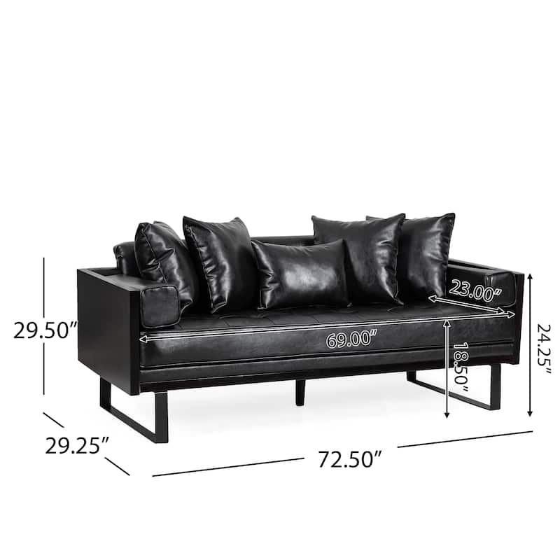 Gilmans Faux Leather Upholstered Oversized Loveseat with Accent Pillows by Christopher Knight Home