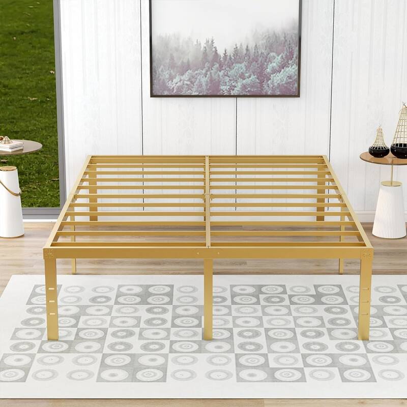 alazyhome 18 inch Heavy Duty Metal Platform Bed Frame with Storage