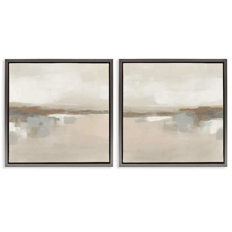 Stupell Earthy Landscape Impressions Framed Floater Canvas Wall Art Design By June Erica Vess (Set of 2) - 25 x 25 - Grey