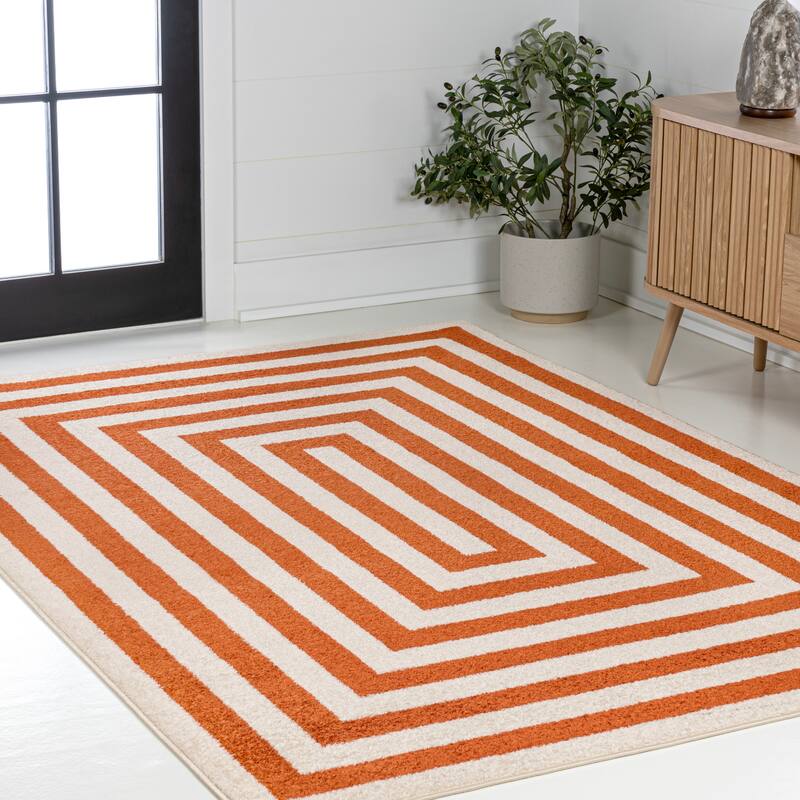 JONATHAN Y Olivier Modern Classic Mitre Stripe Brown/Ivory Rug