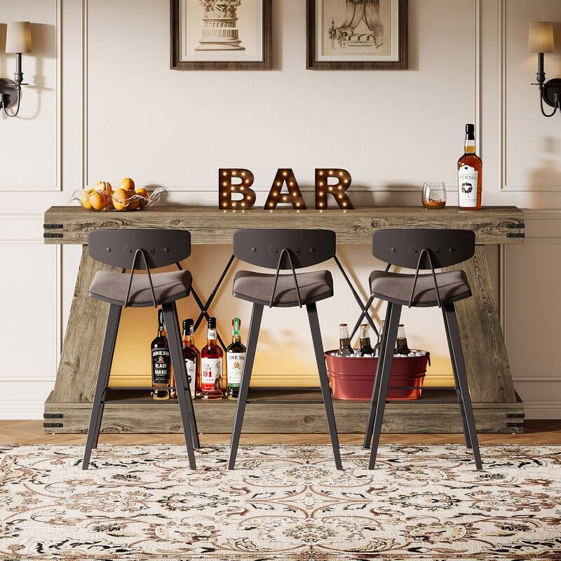 70.9” Farmhouse Console Table, Brown Entryway Table with Storage - Large