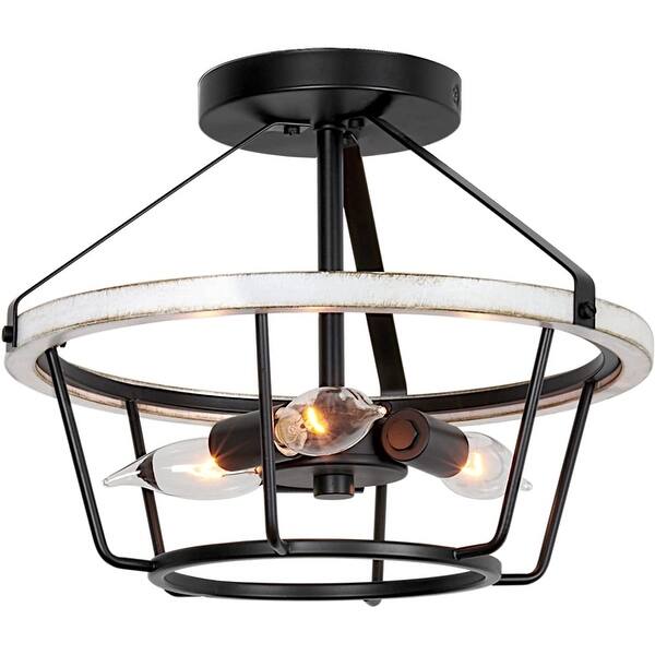 3 light rust semi flush mount ceiling light farmhouse white ceiling ...