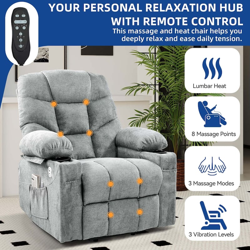 31.5 ''Wide Power Lift Assist Ergonomic Recliner with Massager & Heating