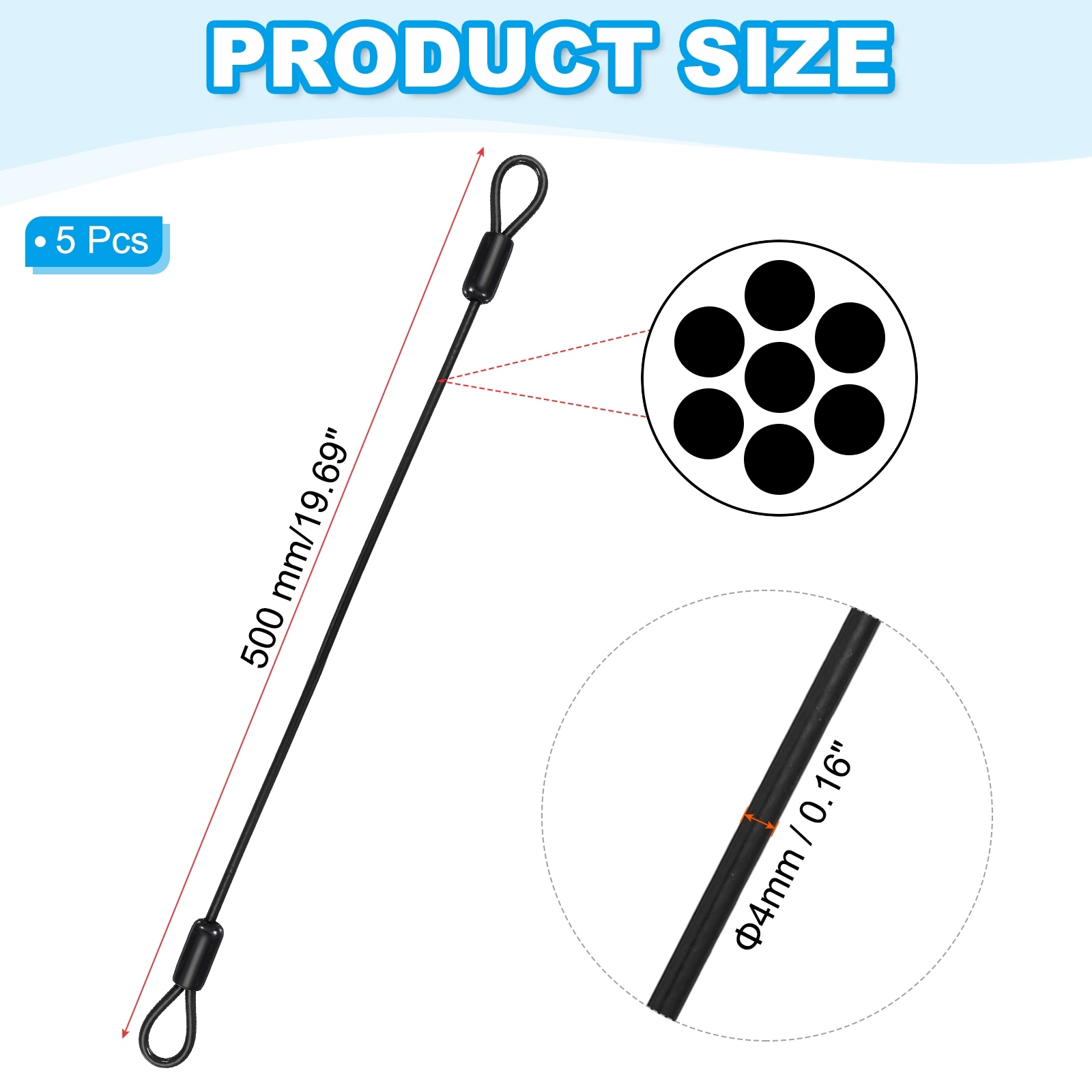 Vinyl Coated Stainless Steel Cable with Loops Flexible Wire Rope Security Chain Lanyard Lock for Outdoor Luggage Lock