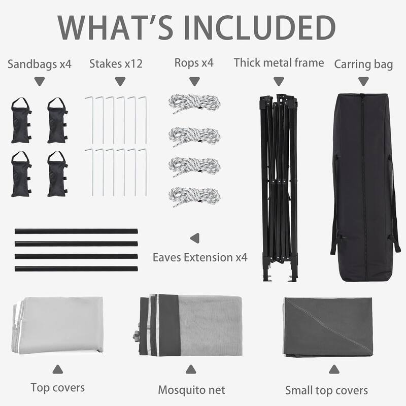 Bezseller 11' x 11' Pop -up Gazebo Tent with Mosquito Netting, Outoor Canopy Tent for Patio Garden Backyard Party