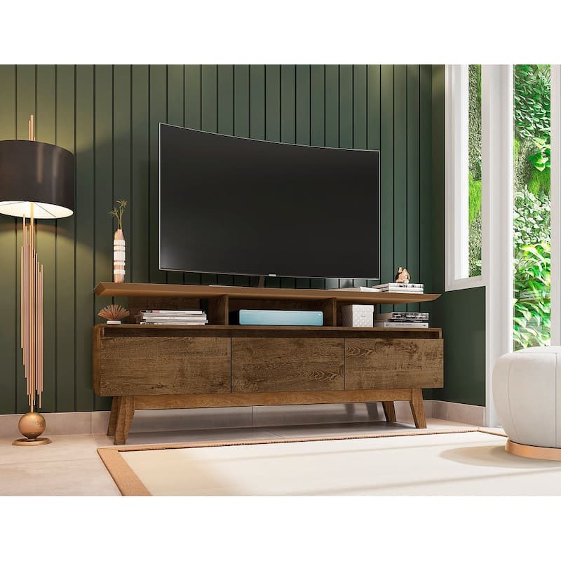 Yonkers Mid Century Modern Wood . Media Console Cabinet