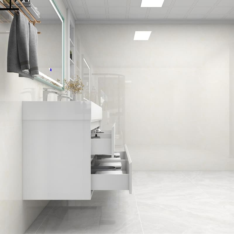 Victoria 60" Wall Mounted Modern Vanity with Double Acrylic Sink
