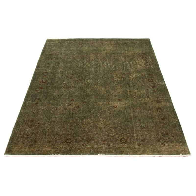 ECARPETGALLERY Hand-knotted Vibrance Dark Green Wool Rug - 5'11 x 8'7