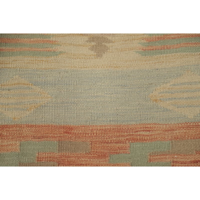 Hand Woven Oriental 100% Wool Carpet Southwestern Tribal Multi-Colored Kilim Runner Rug - 8' 0'' X 2' 2''