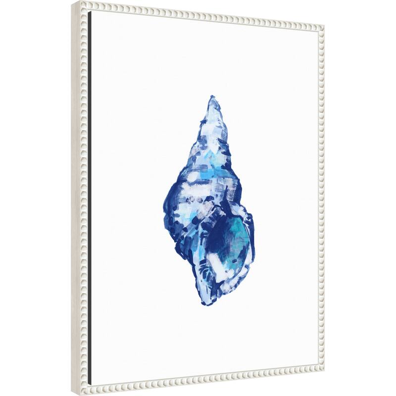 Blue Seashell On White Background No. 2 by Cartissi (18 x 24 in.), Framed Canvas Wall Art Print
