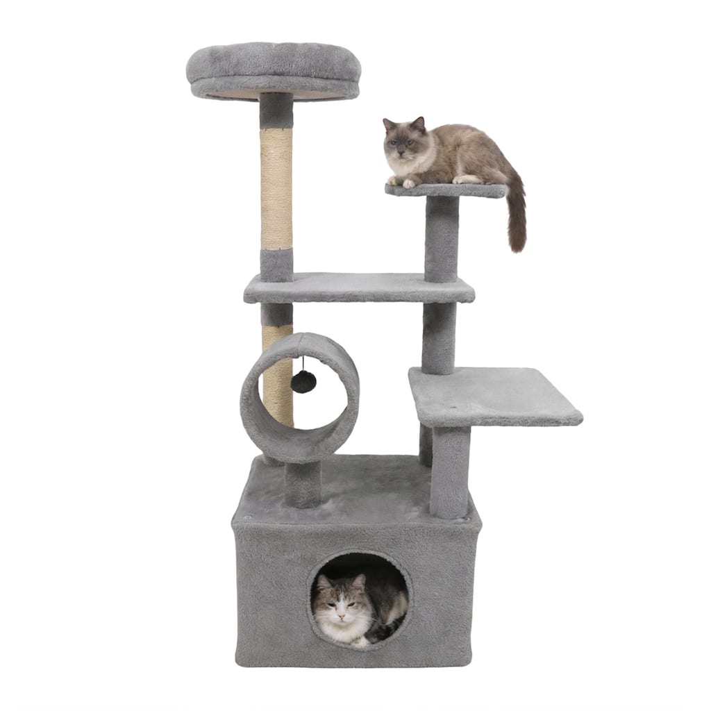 Gymax 48'' Tall Cat Tree w/ Large Condo Padded Top Perch Jute
