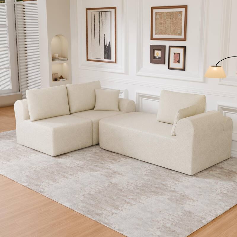 Oversized Modular Sectional Sofa with L-Shape Chaise Modern Upholstered Cloud Couches with Throw Pillows for Living Room Bedroom