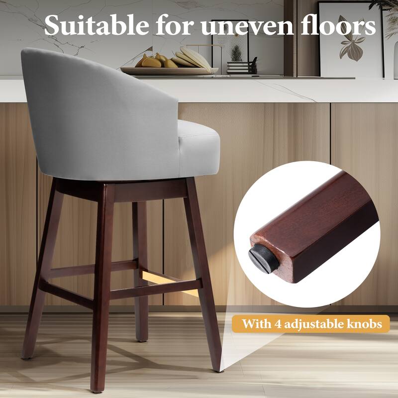 Pellebant 26.4''/31.9"H Height Solid Wood Swivel Indoor Bar Stools