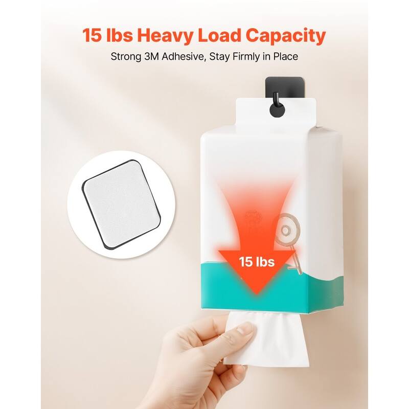 4-Pack Adhesive Wall Hooks Matte Black Stainless Steel Heavy Duty Easy No-Drill Installation - 1.77 x 1.77 x 1.22 in