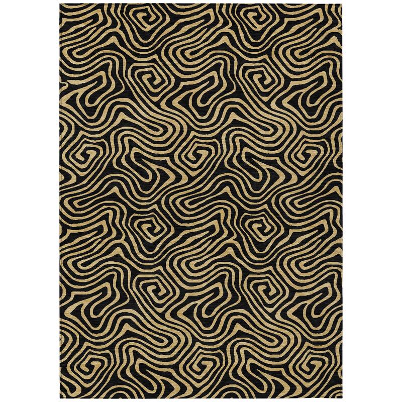 Machine Washable Indoor/ Outdoor Modern Trance Chantille Rug