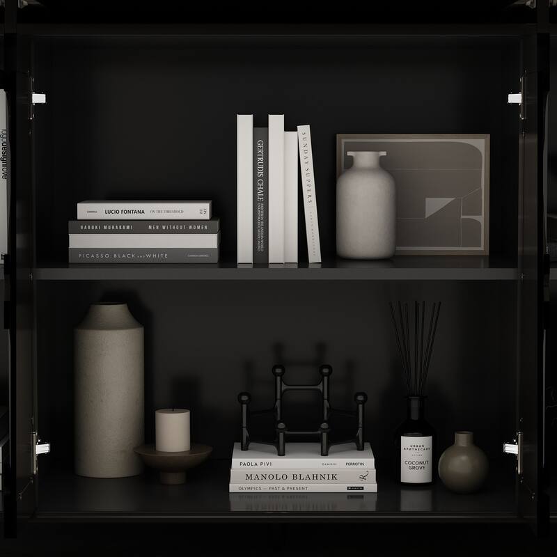 55.1" Accent Storage Cabinet Mirror Sideboard Buffet Cabinet Buffet