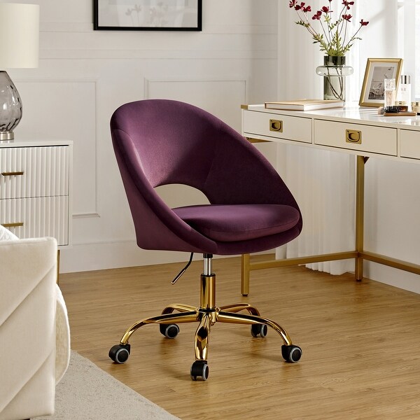 Ramona Modern Velvet Height Adjustable Swivel Task Chair with Metal Base by HULALA HOME On Sale Bed Bath Beyond 29126408