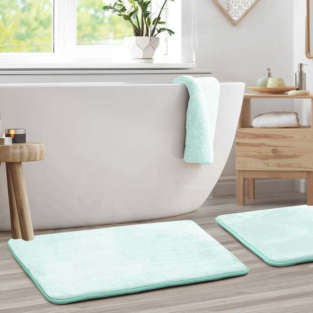 Clara Clark Ultra Soft Plush Bathroom Rug - Non-Slip, Velvet, Memory Foam Bath Mat - Set of 2