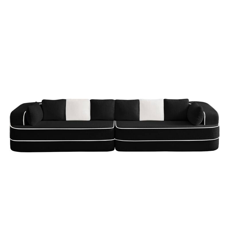 GDF Studio - Aubrey 135" Oversized Teddy Upholstered 4-Seat Boneless Sofa with Symmetrical Aesthetics (No Assembly Required)