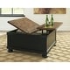 preview thumbnail 9 of 14, Valebeck Black/Brown Casual Square Lift Top Cocktail Table - 36" W x 36" D x 18" H