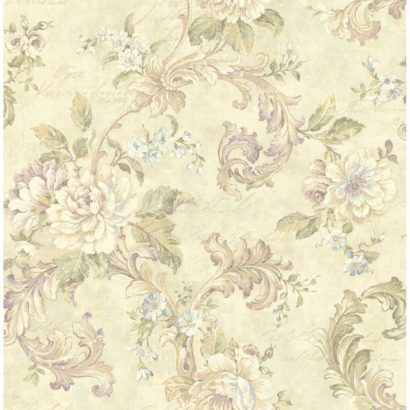 Seabrook Designs Gozzo Floral Acanthus Trail Unpasted Wallpaper