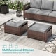 preview thumbnail 24 of 31, Bonosuki 8 Pieces Patio Sofa with Rectangle Fire Pit Table and Ottomans, All-Weather PE Rattan Wicker Sofa with Cushion, Gray
