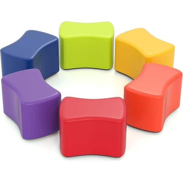 slide 2 of 6, 6PCS Butterfly Stools 10" Height Modular Seating Set Red,Orange,Yellow,Blue,Green,Purple