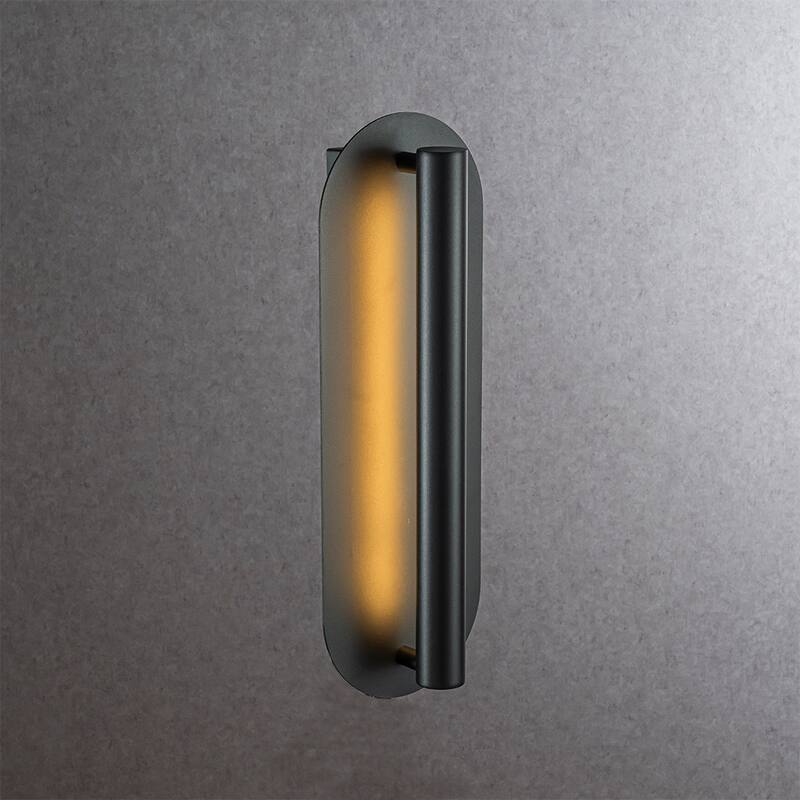 CraftHome Oval Matte BlackAcrylic Shade Modern Dusk to Dawn Outdoor Wall Light Waterproof Exterior Light Fixture for Porch - W6.5'' - Black