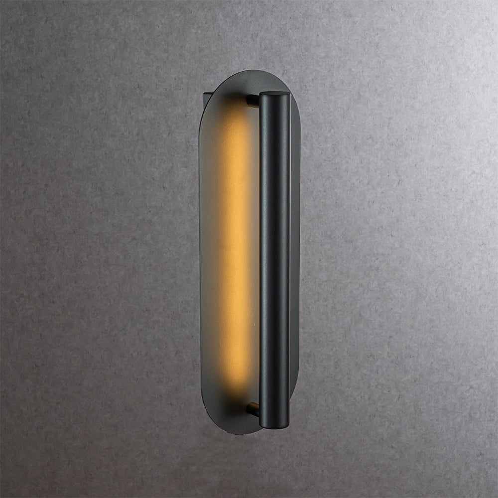 CraftHome Oval Matte BlackAcrylic Shade Modern Dusk to Dawn Outdoor Wall Light Waterproof Exterior Light Fixture for Porch