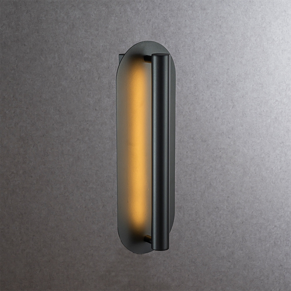 CraftHome Oval Matte BlackAcrylic Shade Modern Dusk to Dawn Outdoor Wall Light Waterproof Exterior Light Fixture for Porch
