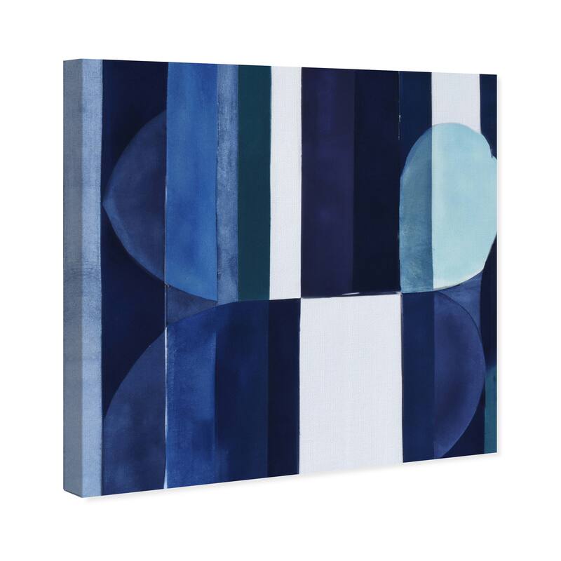 Wynwood Studio Abstract Blue Stripes Blue and Dark Blue Mid-Century Modern Wall Art Canvas Print