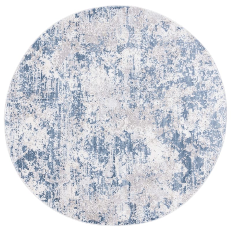 SAFAVIEH Amelia Modern Abstract Rug - 6'7" Round - Dark Blue/Grey - Round