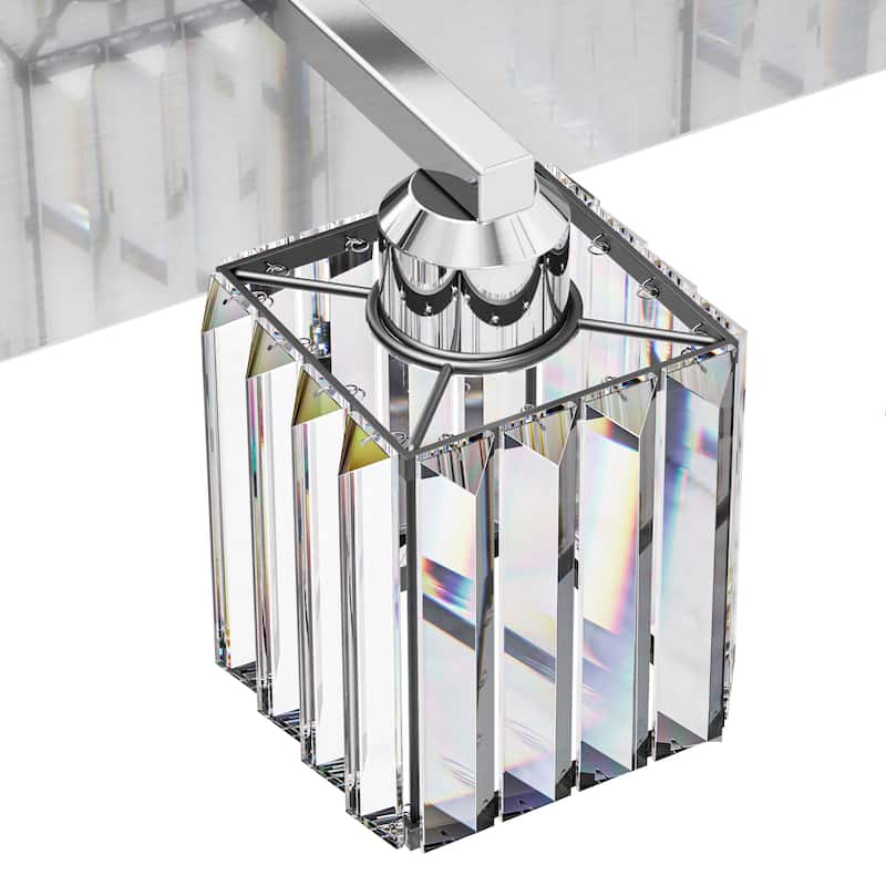 YANSUN 4-Light Vanity Light with Chrome Frame and Crystal Shades for Bathroom or Vanity