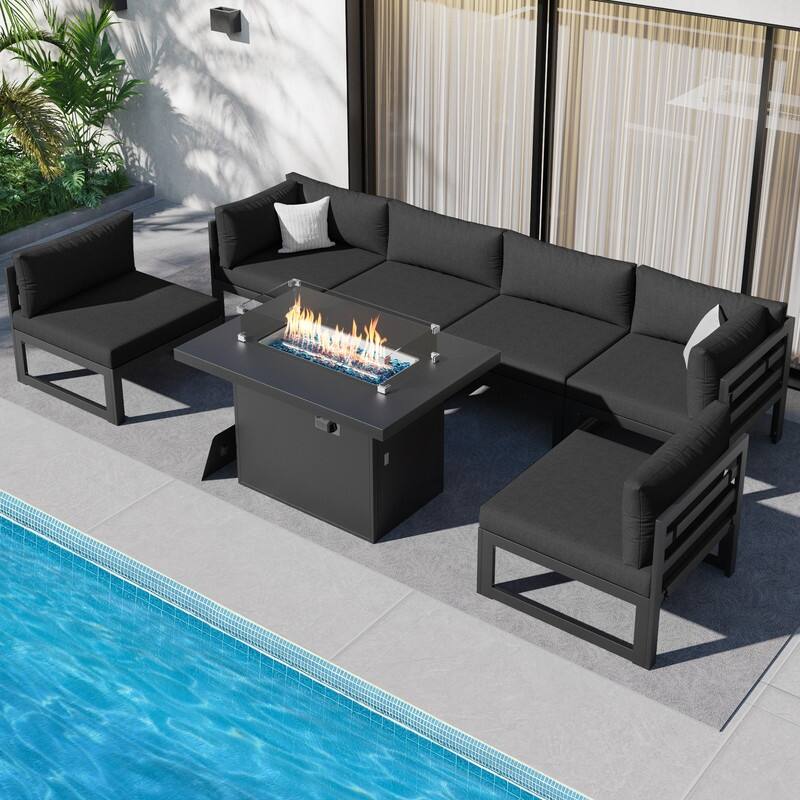 FINCATI Aluminum Outdoor Patio Furniture Conversation Sectional Sofa Set