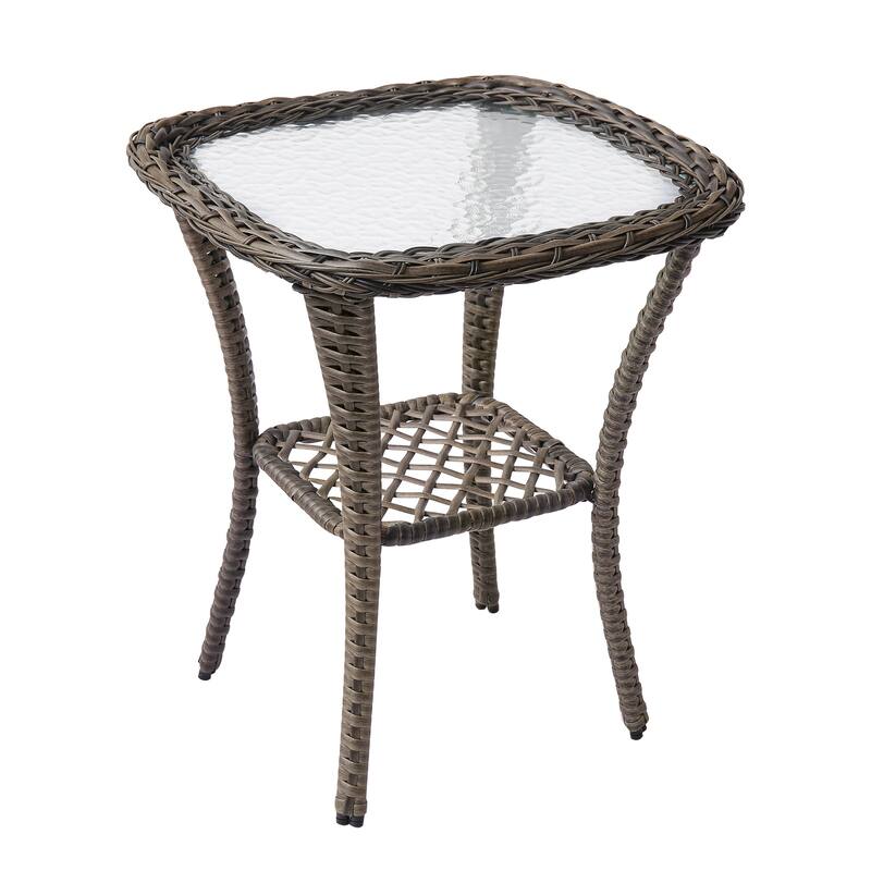 COZYMAN Outdoor Patio 3-Piece Wicker Conversation Set Swivel Rocking Chat Chairs
