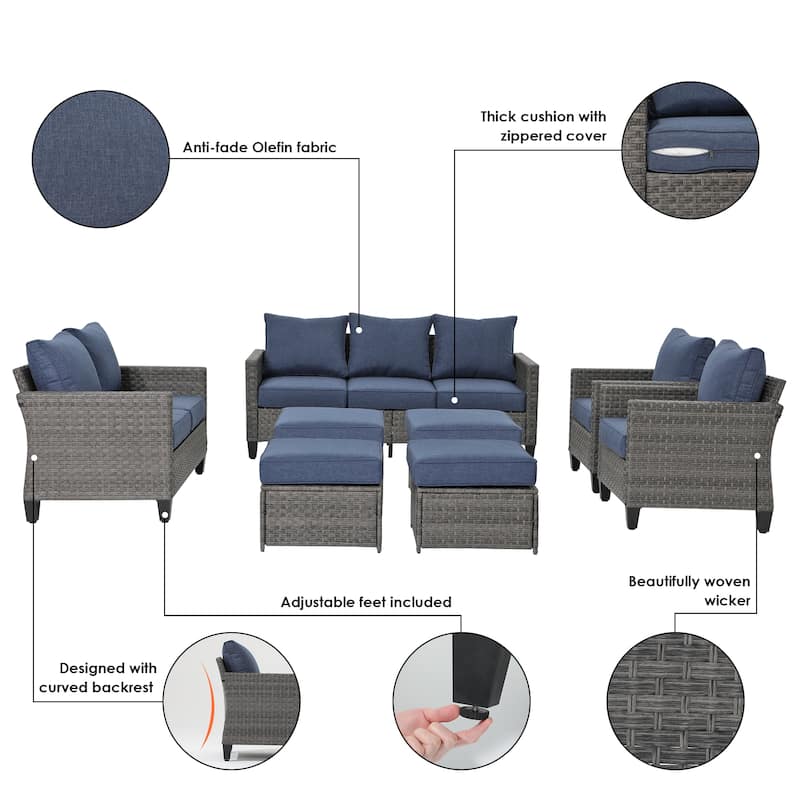 8-piece Outdoor Sectional Sofa Set Patio Furniture Set