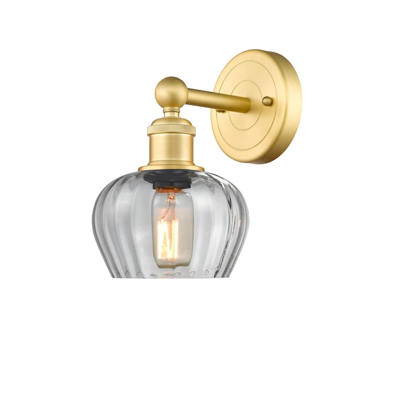 Innovations Lighting 616-1W-10-7 Fenton Sconce Fenton 10" Tall Wall - Satin Gold / Clear