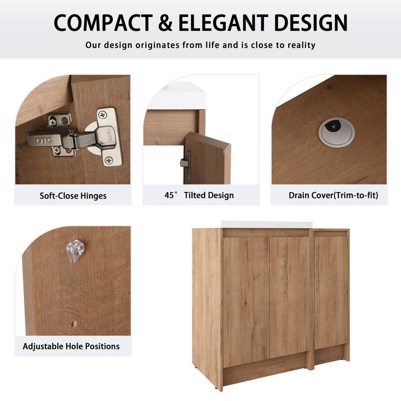 Malwee 36"/48"/60" Bathroom Vanity with Sink, FreeStanding Vanity with Soft Close Door and Adjustable Shelf
