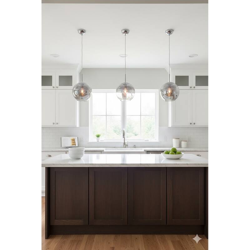 1 Light Chrome Acrylic Shade Single Pendant