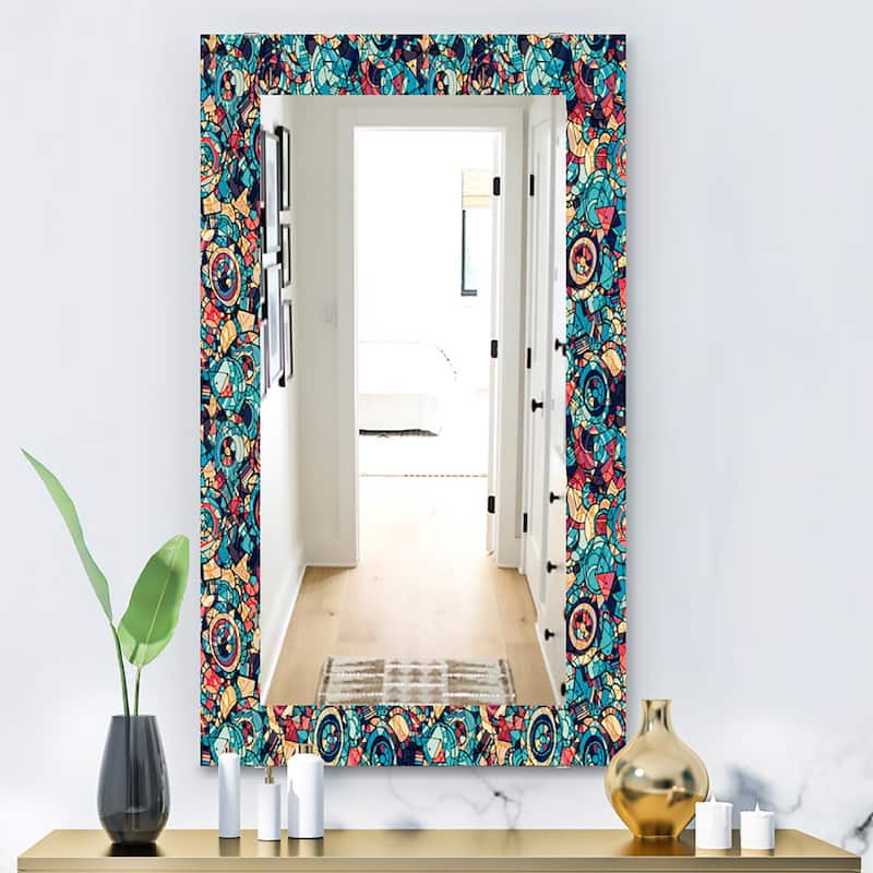 Designart 'Geometric Hand Drawn' Modern Mirror - Printed Wall Mirror