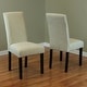 preview thumbnail 7 of 6, Villa Striped Linen Parsons Dining Chairs (Set of 2) Apple Green