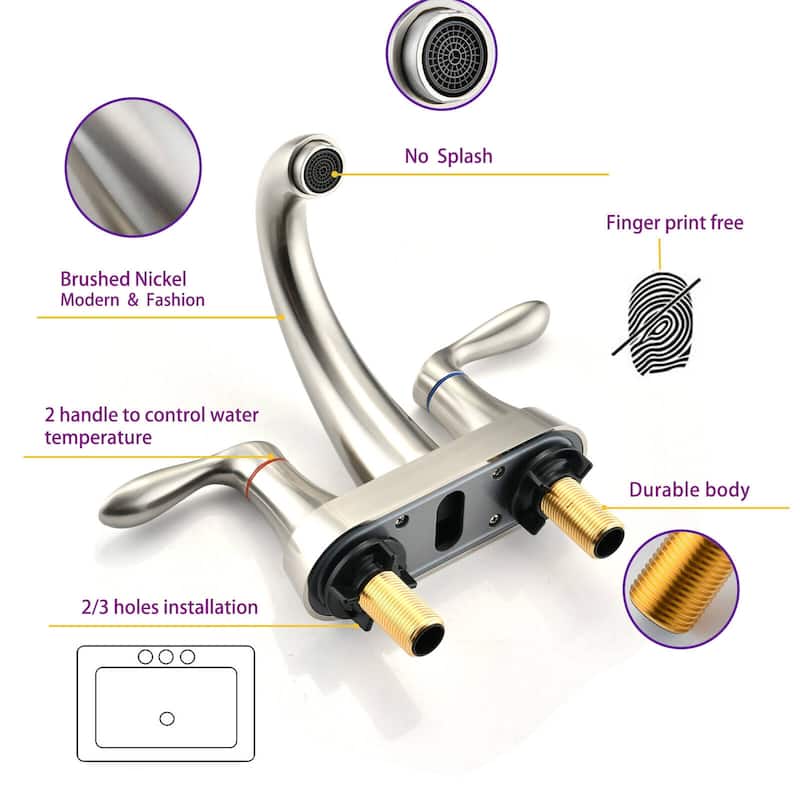 BATHLET 4 Inch Bathroom Faucets for Sink 3 Hole, with Pop Up Drain
