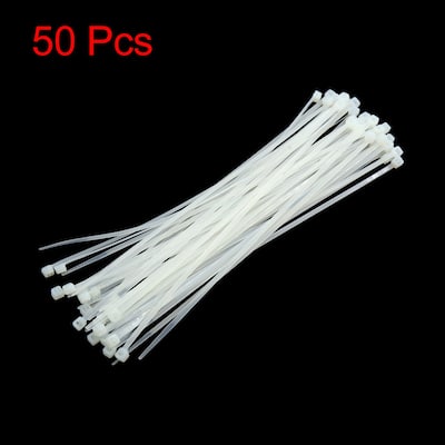 50pcs 4 x 200mm Plastic Nylon Fastener Cable Tie Strap Ribbon for Car - White