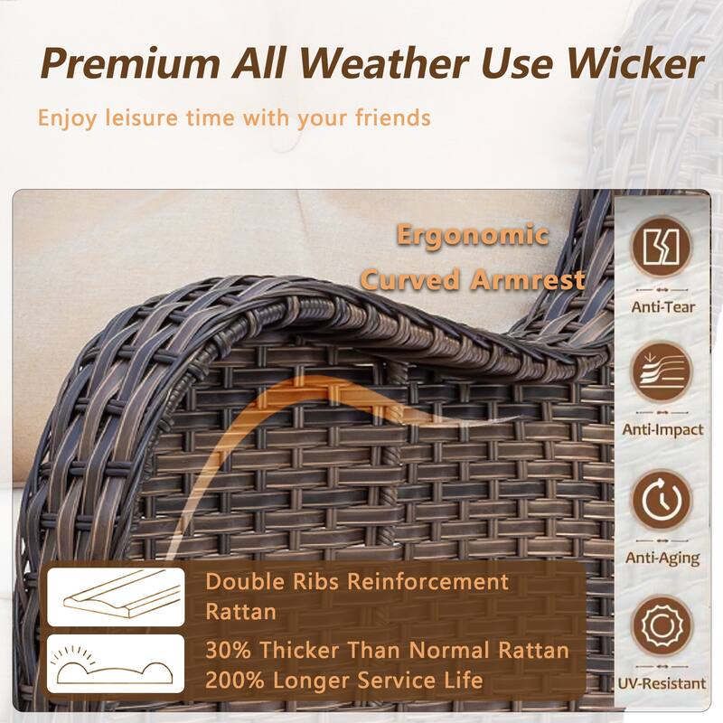 11 Piece Rattan Wicker Outdoor Patio Furniture with Swivel Chairs Set