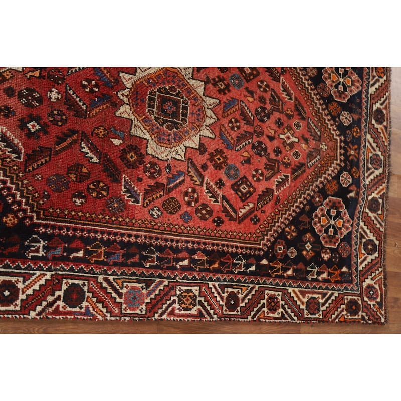 Tribal Shiraz Persian Vintage Area Rug Handmade Wool Carpet - 3'7"x 5'6"