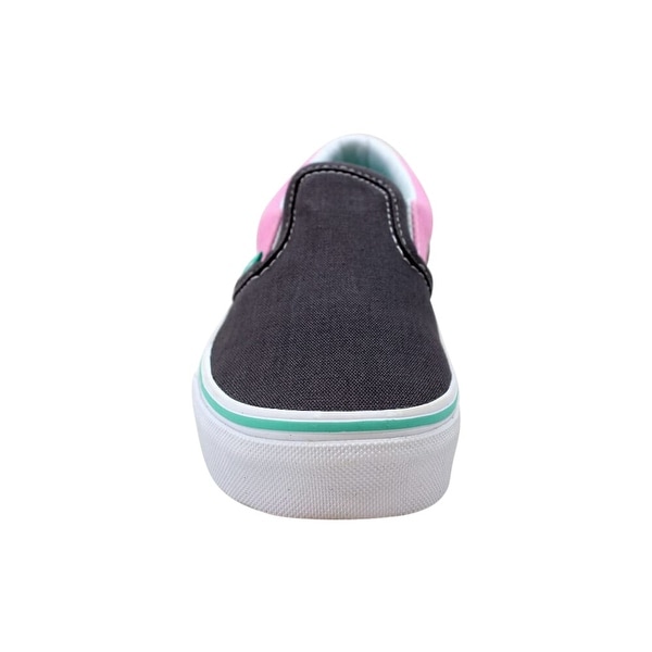 blue and pink vans slip ons