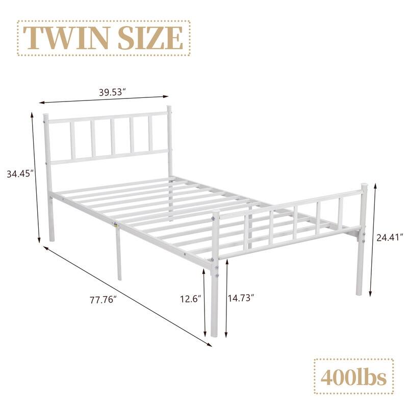 Caxkun Classic Metal Platform Bed Frame, Mattress Foundation with Steel Slat Support