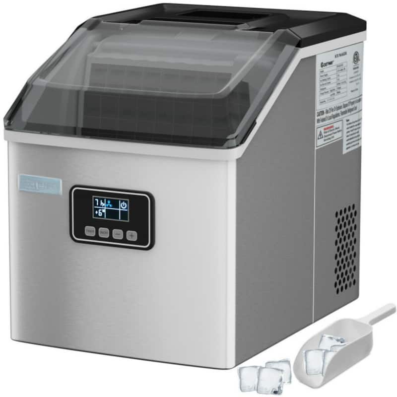 Countertop Ice Maker with Stainless Steel Body and Self-Cleaning 24 Ice Cubes PerCycle - 15" x 11.5" x 14" (L x W x H)