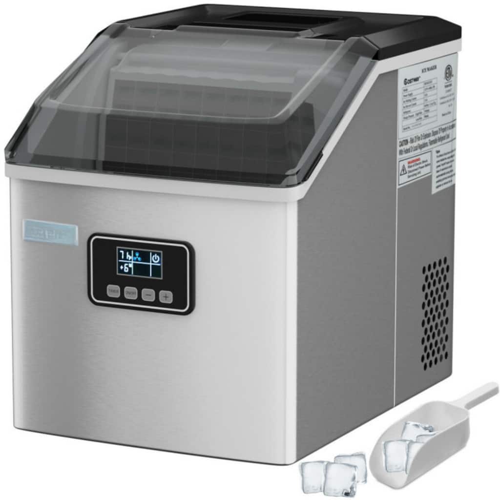 Countertop Ice Maker with Stainless Steel Body and Self-Cleaning 24 Ice Cubes PerCycle - 15" x 11.5" x 14" (L x W x H)